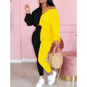 NWT Black and Yellow Long Sleeve Pants Set